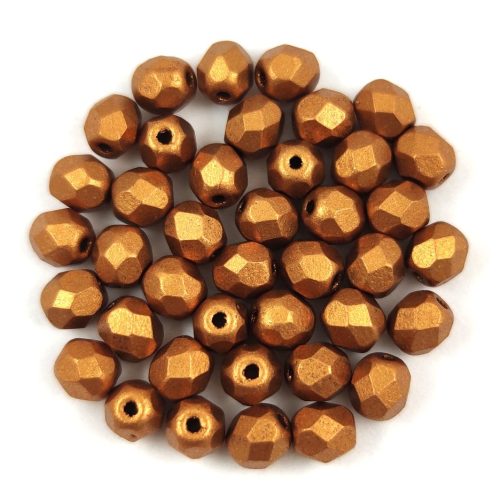 Cseh csiszolt golyó gyöngy - Bronze Gold Matt - 4mm