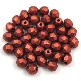 Czech Firepolished Round Glass Bead - matte rozsda - 4mm