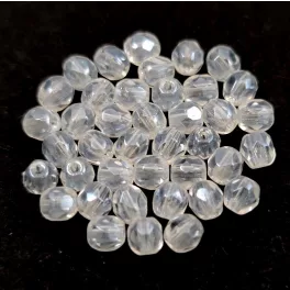   Czech Firepolished Round Glass Bead - Crystal Pearl Luster - 4mm