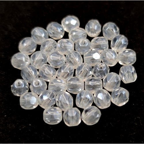Czech Firepolished Round Glass Bead - Crystal Pearl Luster - 4mm