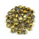 Czech Firepolished Round Glass Bead - crystal half amber-4mm