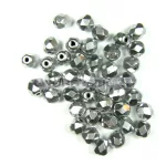 Czech Firepolished Round Glass Bead - silver-4mm
