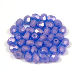   Czech Firepolished Round Glass Bead - sueded gold sapphire - 4mm