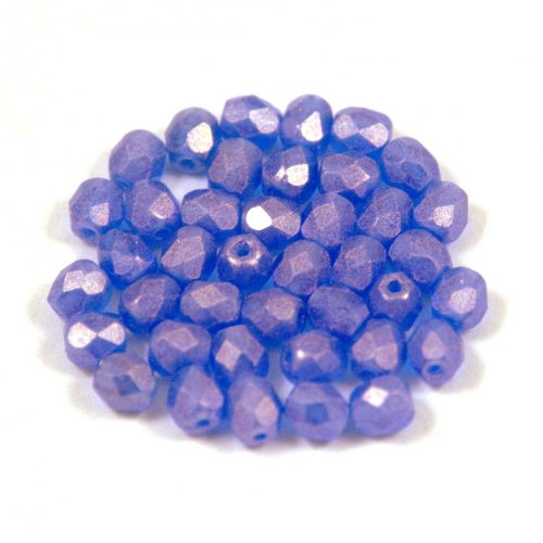 Czech Firepolished Round Glass Bead - sueded gold sapphire - 4mm