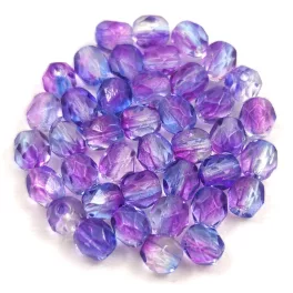   Czech Firepolished Round Glass Bead - Sapphire Fuchsia Blend - 4mm