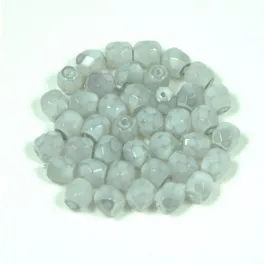 Czech Firepolished Round Glass Bead - gray candy - 4mm