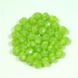   Czech Firepolished Round Glass Bead - light green candy - 4mm