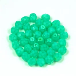 Czech Firepolished Round Glass Bead - green candy - 4mm