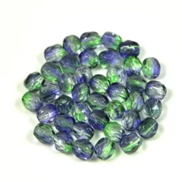   Czech Firepolished Round Glass Bead - tanzanite peridot blend - 4mm