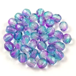   Czech Firepolished Round Glass Bead - Tanzanite Fuchsia blend - 4mm