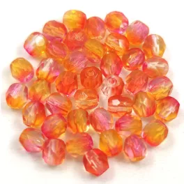   Czech Firepolished Round Glass Bead - Sunflower Fuchsia Blend - 4mm