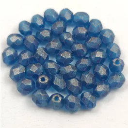 Czech Firepolished Round Bead - Sueded Dark Aqua - 4mm