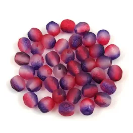   Czech Firepolished Round Glass Bead - Crystal Matt Cherry Purple Blend - 4mm