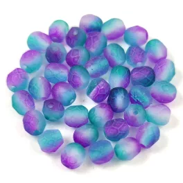   Czech Firepolished Round Glass Bead - Crystal Matt Cherry Mint Blend - 4mm