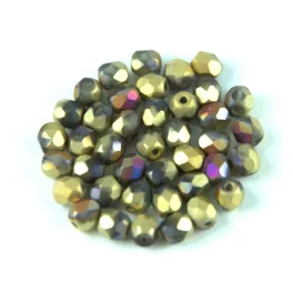   Czech Firepolished Round Glass Bead - Crystal California Violet - 4mm