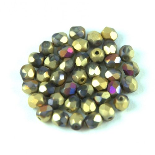 Czech Firepolished Round Glass Bead - Crystal California Violet - 4mm