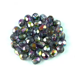   Czech Firepolished Round Glass Bead - Crystal Magic Purple - 4mm