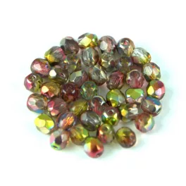   Czech Firepolished Round Glass Bead - Crystal Magic Ruby - 4mm