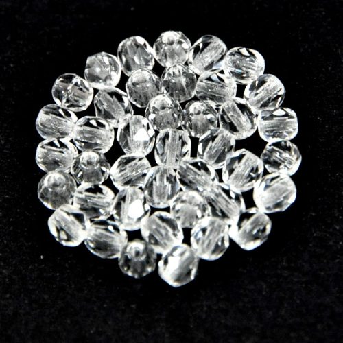Czech Firepolished Round Glass Bead - Crystal - 4m