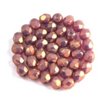 Czech Firepolished Round Glass Bead - opal purple-bronzee luster-4mm