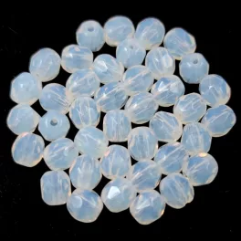 Czech Firepolished Round Glass Bead - Opal White - 4mm