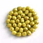 Czech Firepolished Round Glass Bead - pastel green golden shine-4mm