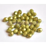 Czech Firepolished Round Glass Bead - pastel green golden shine-4mm