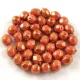 Czech Firepolished Round Glass Bead - Coral Golden Shine - 4mm
