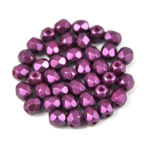 Czech Firepolished Round Glass Bead - Pastel darkpurple - 4mm