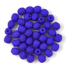   Czech Firepolished Round Glass Bead - Matt Silk Satin Sapphire - 4mm