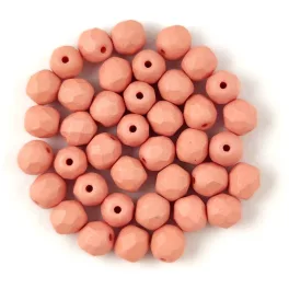   Czech Firepolished Round Glass Bead - Matte Silk Satin Peach - 4mm