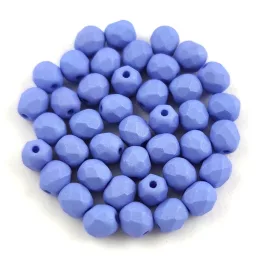 Czech Firepolished Round Glass Bead - Silk Satin Blue - 4mm