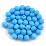 Czech Firepolished Round Glass Bead - Silk Satin Light Sapphire - 4mm