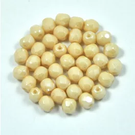 Czech Firepolished Round Glass Bead - Ivory - 4mm