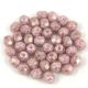 Cseh csiszolt golyó gyöngy - Chalk White Pink Marble - 4mm