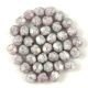 Czech Firepolished Round Glass Bead - Grey Lustered White Marble - 4mm