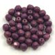 Czech Firepolished Round Glass Bead - marble amethyst luster - 4mm