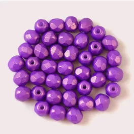   Czech Firepolished Round Glass Bead - Polychrome Purple - 4mm