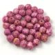 Czech Firepolished Round Glass Bead - Chalk White Travertine Pink Spotted - 4mm