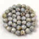 Czech Firepolished Round Glass Bead - Chalk White Travertine Light Sapphire Spotted - 4mm