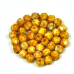 Czech Firepolished Round Glass Bead - alabaster picasso - 4mm