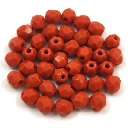   Czech Firepolished Round Glass Bead - opaque terracotta - 4mm