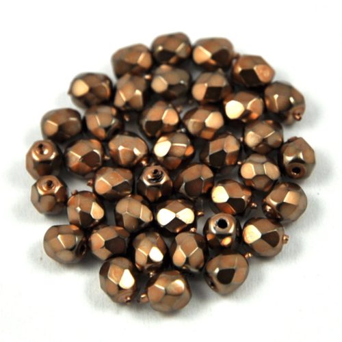 Cseh csiszolt golyó gyöngy -  higher metallic haselnut -4mm