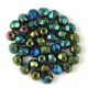 Czech Firepolished Round Glass Bead - metallic green iris-4mm