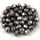 Czech Firepolished Round Glass Bead - Jet Chrome - 4mm