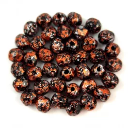 Czech Firepolished Round Glass Bead - Tweedy Copper - 4mm