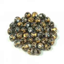 Czech Firepolished Round Glass Bead - tweedy gold - 4mm
