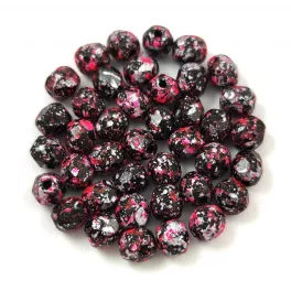 Czech Firepolished Round Glass Bead - tweedy red - 4mm