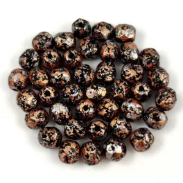 Czech Firepolished Round Glass Bead - Tweedy Rose Gold - 4mm