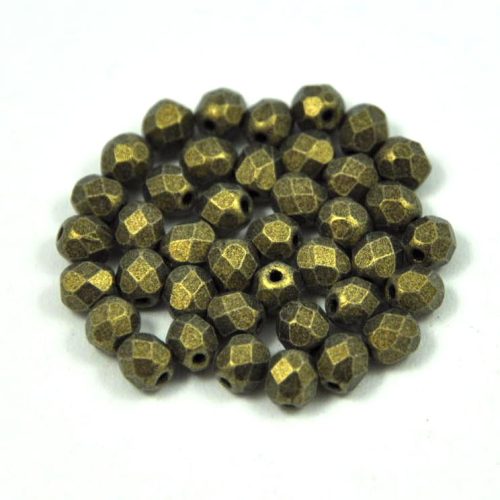 Czech Firepolished Round Glass Bead - mattee metallic green - 4mm